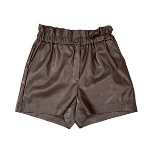 Laundry Shelli Segal Shorts Womens XS Extra Small Espresso Faux Leather Paperbag